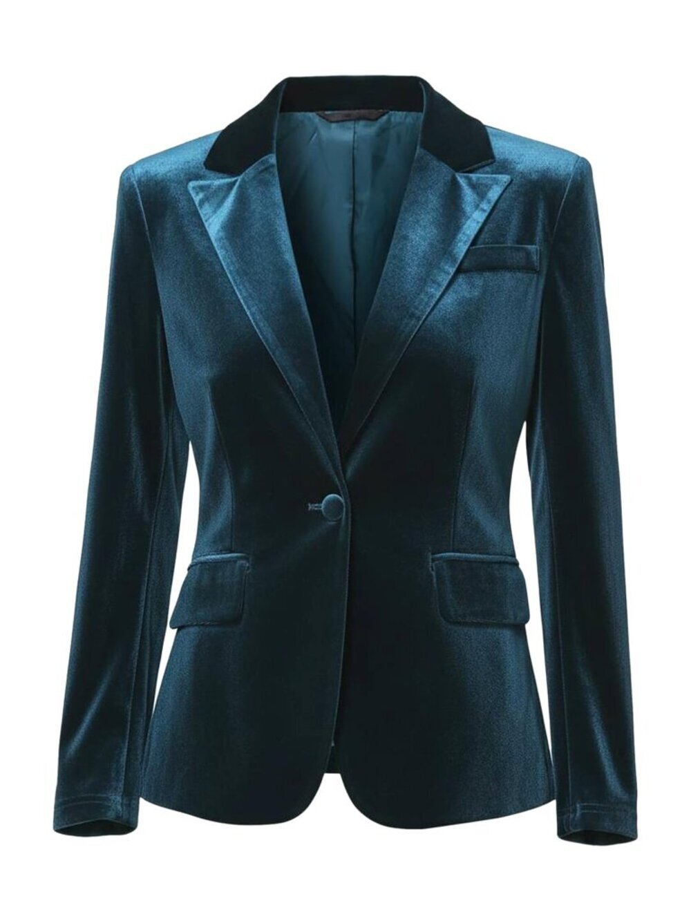 🆕 Velvet Blazer for Women's Notched Lapel Long Sleeve One Button Dressy Office - Picture 6 of 6